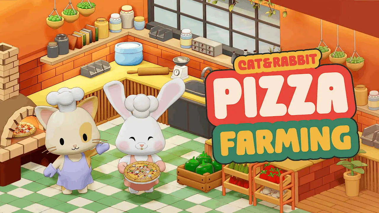 Cat&Rabbit Pizza Farming Logo