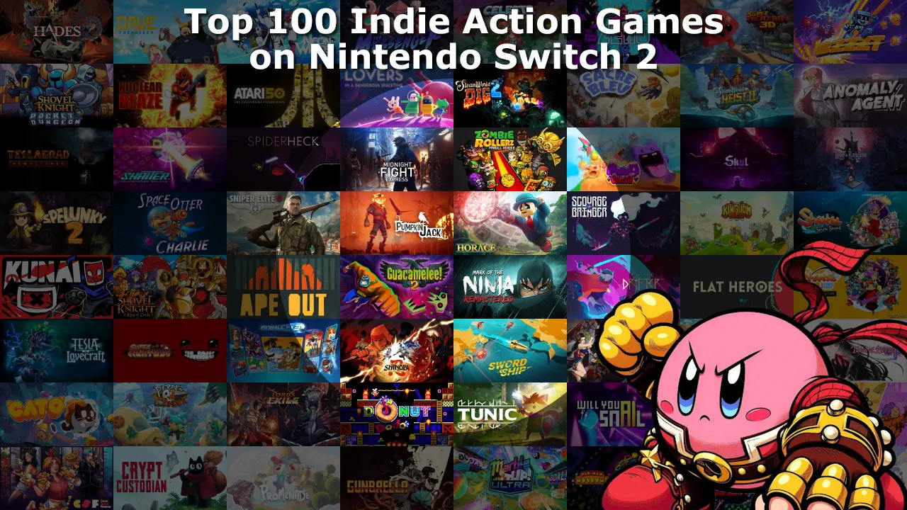 Top 100 / Best Indie Action Games on Nintendo Switch and Nintendo Switch 2 Banner
