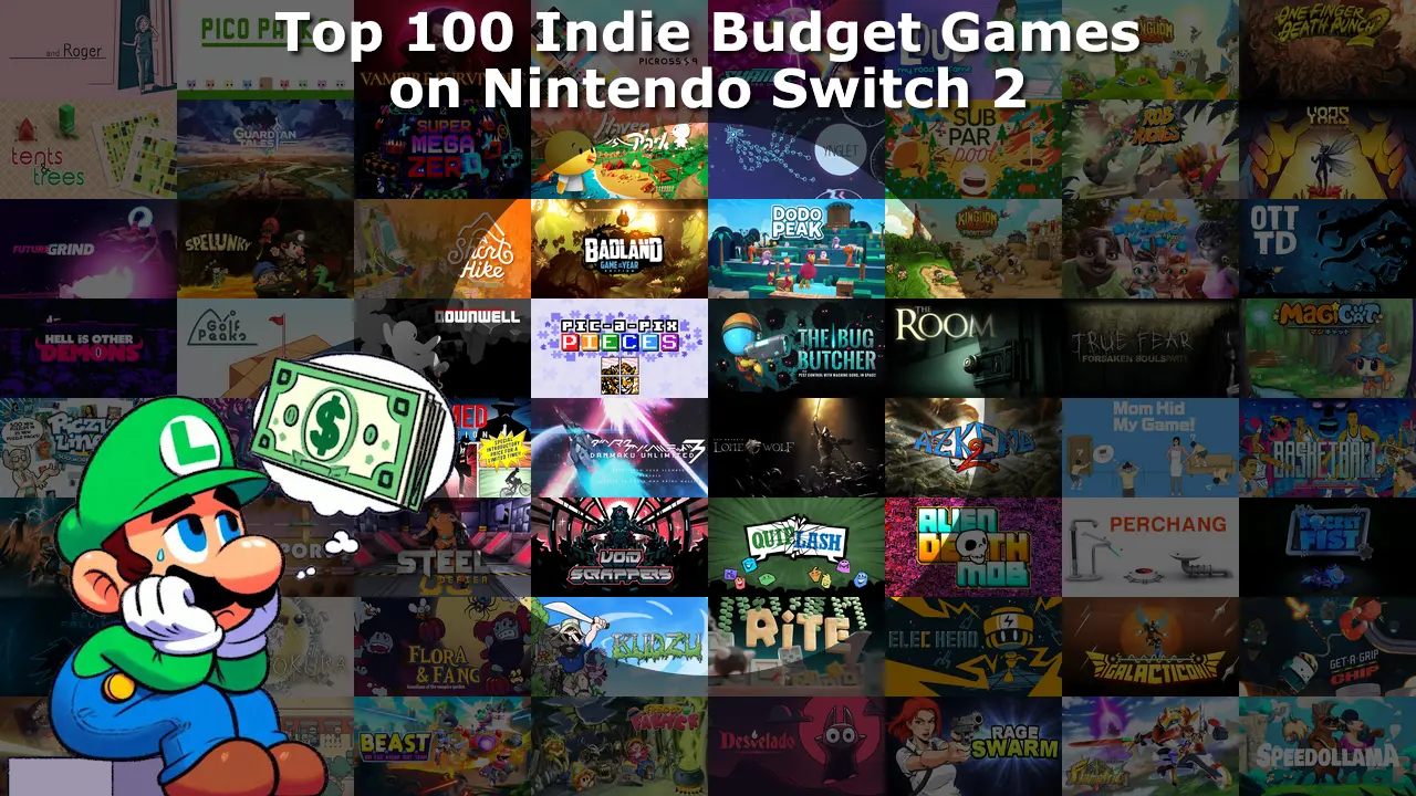 Top 100 / Best Indie Budget Games on Nintendo Switch and Nintendo Switch 2 Banner