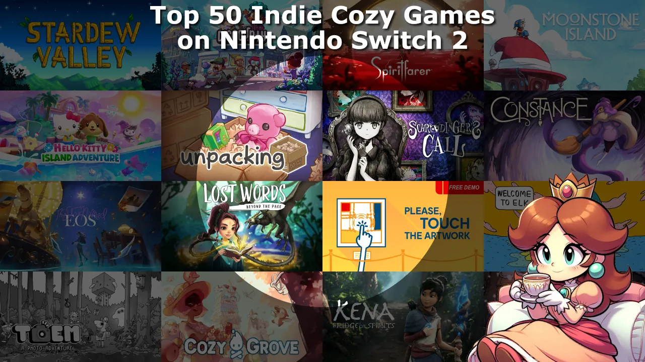 Top 50 / Best Indie Cozy Games on Nintendo Switch and Nintendo Switch 2 Banner