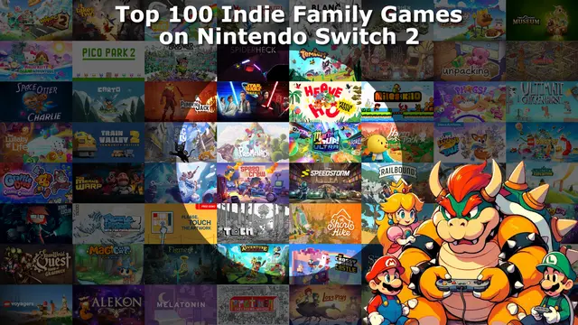 Top 100 / Best Indie Family Games on Nintendo Switch and Nintendo Switch 2 Banner
