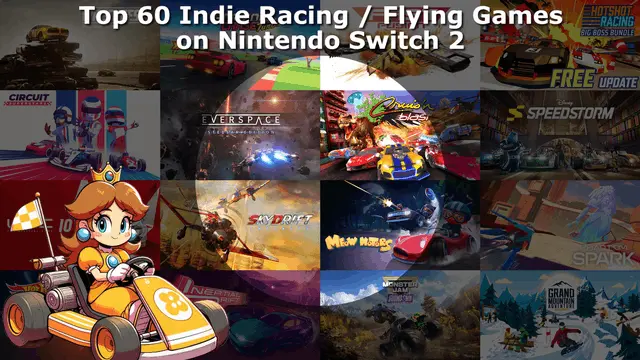 Top 60 / Best Indie Racing / Flying Games on Nintendo Switch and Nintendo Switch 2 Banner