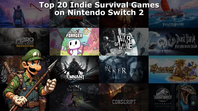 Top 20 / Best Indie Survival Games on Nintendo Switch and Nintendo Switch 2 Banner